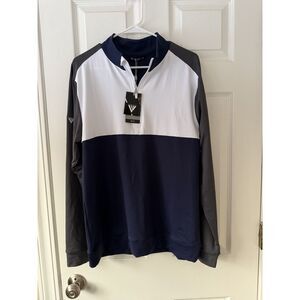 Levelwear Men's Splice 1/4 Zip Pullover - Size Medium - Navy/White/Grey - NWT